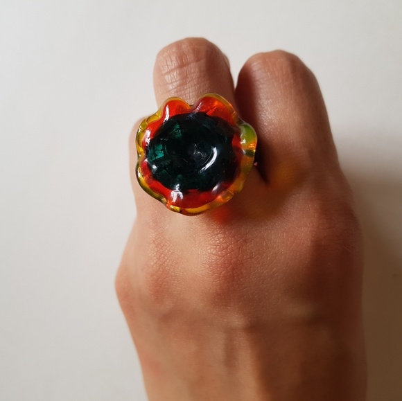Jewelry - Handmade flower glass ring